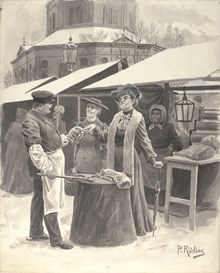 Torghandel på Östermalmstorg 1906