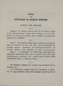De blindas bokfond - stadgar 1916