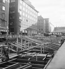 Tunnelbanebygget på Sveavägen vid Kungsgatan