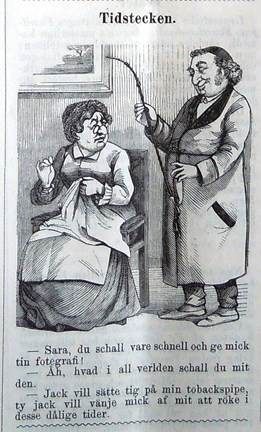 Tidstecken. Bildskämt i Söndags-Nisse – Illustreradt Veckoblad för Skämt, Humor och Satir, nr 50, den 15 december 1878