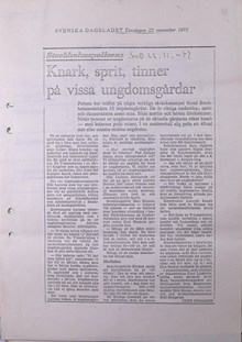 Stockholmspolisen larmar om ”knark, sprit och tinner” på ungdomsgårdar – 1973