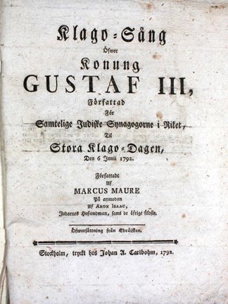 "Klago-Sång Öfwer Konung Gustaf III" 1792.