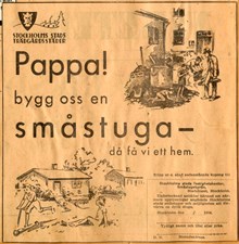 Annons för småstugor från 1934