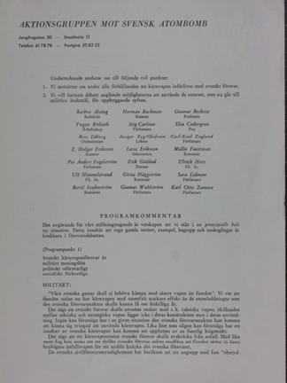 Aktionsgruppen mot svensk atombombs program, 1958. 