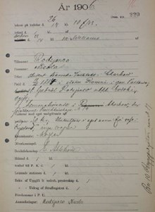 Nicola Rodsjanco, politisk flykting från Charkow, passerar Stockholm 1906 - polishandling från utlänningsexpeditionen