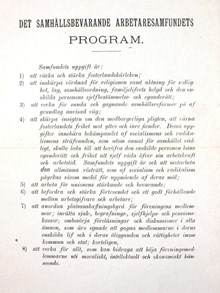 Det samhällsbevarande arbetaresamfundet - Program 1896 