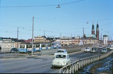 Liljeholmsbron, spårvagnståg på linje 17 1962