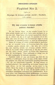 Bör kvinnor få politisk rösträtt? – synpunkter från Anna Whitlock 1906