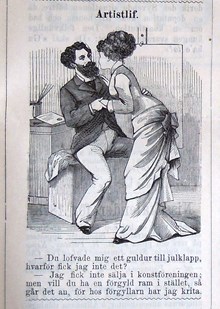 Artistlif. Bildskämt i Söndags-Nisse – Illustreradt Veckoblad för Skämt, Humor och Satir, nr 52, den 29 december 1878