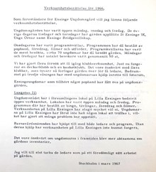 Verksamhetsberättelse för Stora- och Lilla Essingens ungdomsgårdar 1966 