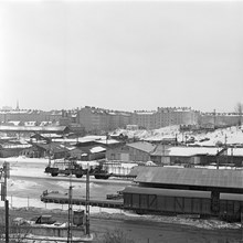 Utsikt över kv. Linjalen och Mätningsmannen från Södra Stations gamla personalhus