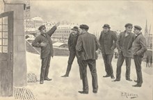Sjömän vid Stockholmskaj vintern 1910