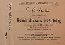 Inträdeskort till Nobelfesten 1909 
