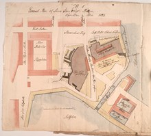 Slussen. Översiktsplan och situationsplan över Järnvågsplatsen. 1728