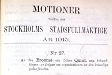 Motion angående den kvinnliga polistjänsten -  Stadsfullmäktige 1915 