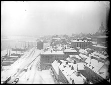 Utsikt från Katarinahissen över Stadsgården vintertid