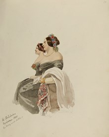 På börsbalen nyårsdagen 1855. Fru Sterky med dotter.