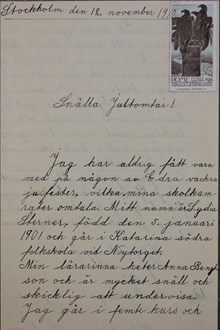 Önskebrev från Lydia till Sällskapet Jultomtarne - 1910