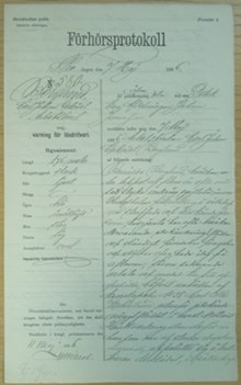 Arbetskarlen Carl Johan Gabriel Berglund, 25, varnad för lösdriveri 7 maj 1886 - polisförhör
