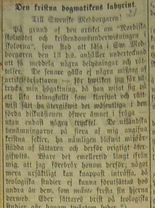 Den kristna dogmatikens labyrint - insändare av Anton Nyström 1880