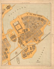 Karta ”Bladet Staden inom broarna” 1909