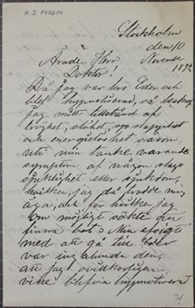 Missnöjd patient vill ha ny hypnos som neutraliserar den förra - brev till Dr Nyström 1892