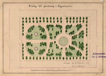 Tegnérlunden, förslag av arkitekt C.A. Larsson 1890