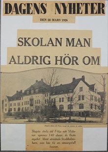 ”Skolan man aldrig hör talas om” – reportage i Dagens Nyheter 1926 