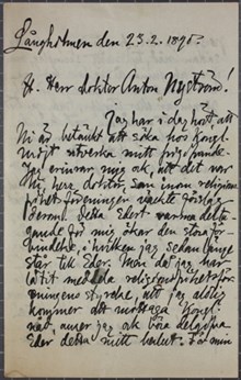 Religionsbrottslingen Viktor Lennstrand vill inte söka nåd hos Kungliga Majestät - brev till Dr Nyström 1890