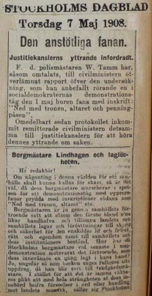 Borgmästare Lindhagen och laglösheten - insändare 1908