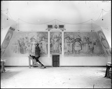 Väggmålning i Östermalms läroverk, Karlavägen 47-49, tillsammans med konstnären Georg Pauli