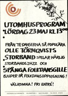 Inbjudan till storbandsjazz från Västerorts kulturkommitté