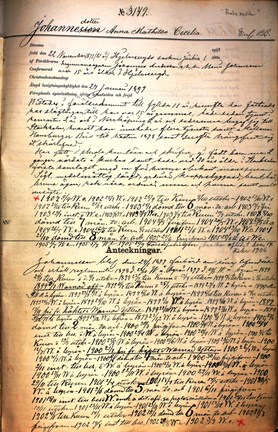 Handskriven text på gulnat papper