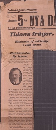 Tidningsartikel med argument mot kvinnors rösträtt 1913