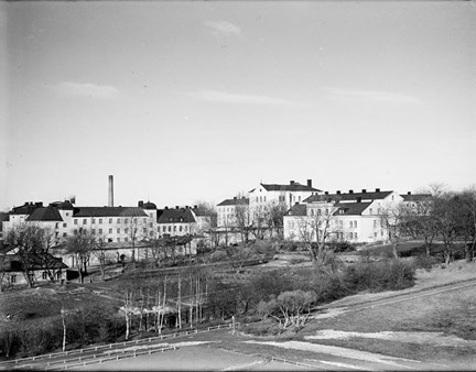 Vy från Västerbron mot centralfängelset på Långholmen