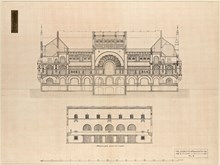 Ragnar Östbergs tävlingsförslag Rådhus ”Mälardrott” 1905, sektionsritning C–D