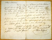 Självmordsbrev skrivet av högförräderimisstänkte Carl Löfqvist 1820