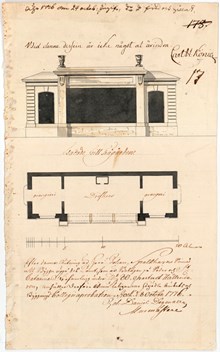 Ritning till drivhus och orangeri på Södermalm 1776