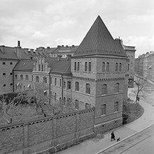 Östermalmsfängelset. Rådmansgatan vid hörnet av Östermalmsgatan