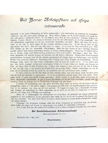 Det samhällsbevarande arbetaresamfundet - ”Till Herrar Arbetsgifvare och öfriga intresserade” 1896 