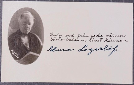 Visitkort med handskriven text till Anna Lindhagen från Selma Lagerlöf