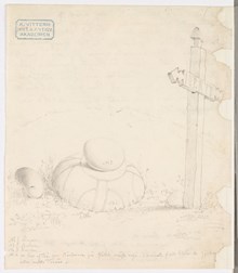 "Osten, korven och limpan" - teckning av stenklot i Skesta, Spånga