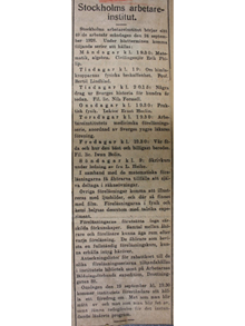Stockholms Arbetareinstituts föreläsningsprogram 1928